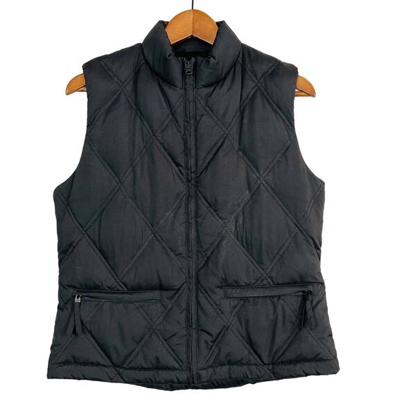 Gap Quilted Goose Down Puffer Vest Black Sleeveless - S - Picture 1 of 4